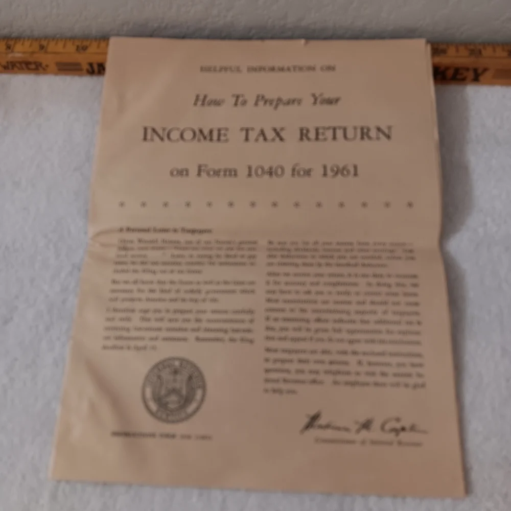 Vintage Income Tax Return Guide 1961